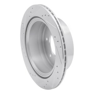 Mitsubishi Montero Brake Rotor (1) - Rear Right - R1 Concepts - Drilled & Slotted - Silver - `15-`17